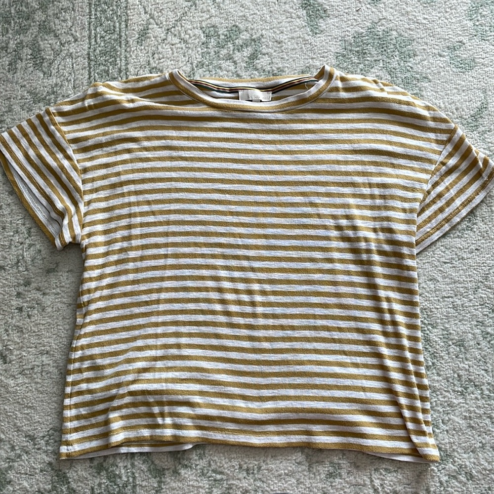 Anthropologie Yellow Stripped T